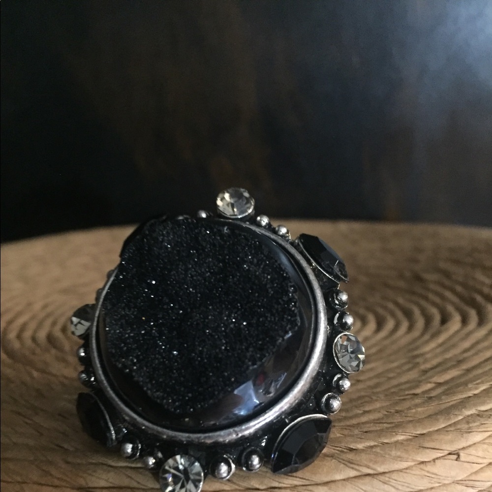 Large Center Black Stone Ring - image 1